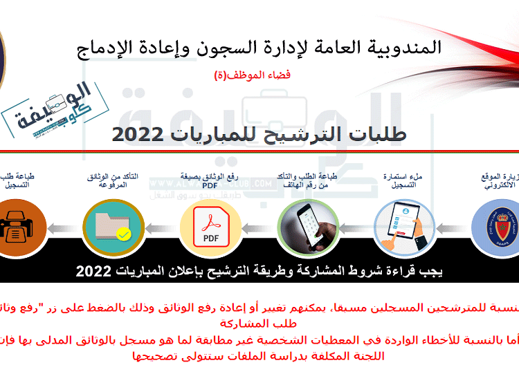 رابط التسجيل في مباراة توظيف 260 منصب بالمندوبية العامة لإدارة السجون برسم سنة 2022