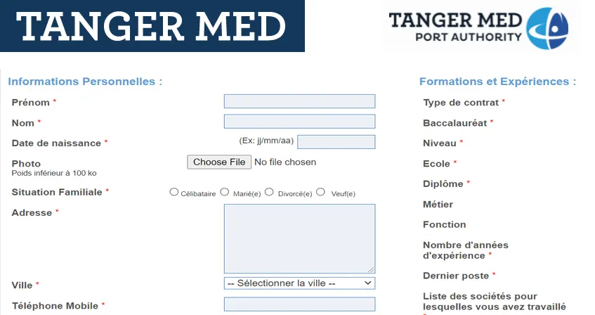 اليكم استمارة الترشيج الجديدة لتسجيل CV طلب عمل في شركة تسيير ميناء طنجة المتوسط Tanger Med لسنة 2021-2022