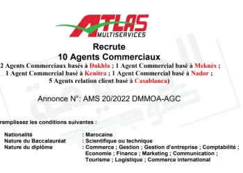 Atlas Multiservices recrute Agents commercial