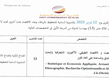 المندوبية السامية للتخطيط تعلن عن مباراة توظيف 13 مهندسا للدولة