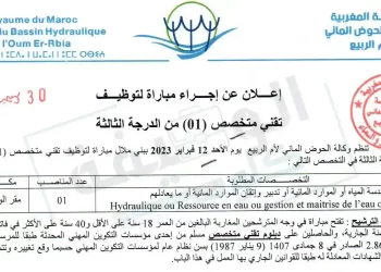 مباريات وكالات الأحواض المائية لتوظيف عدة مناصب في مختلف الدرجات والتخصصات برسم سنة 2023