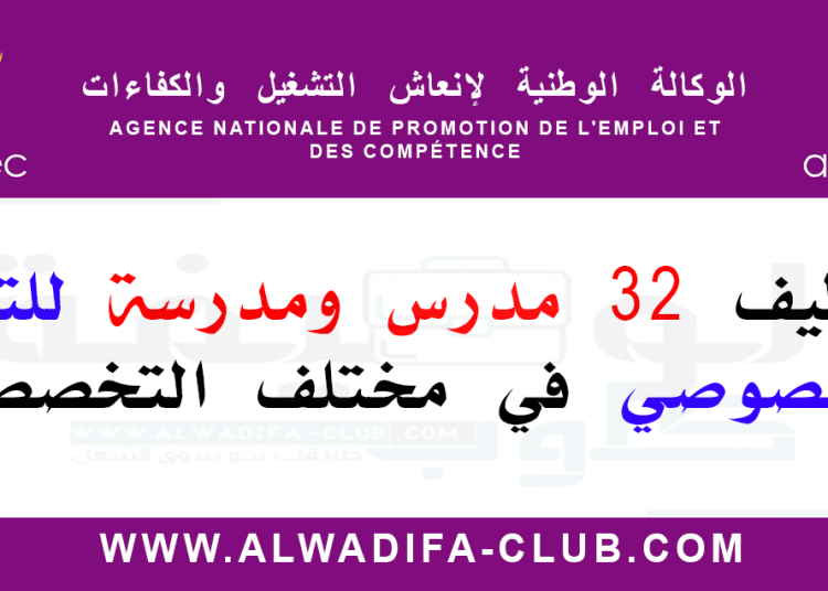 الأنابيك توظيف 32 مدرس ومدرسة للتعليم الخصوصي في مختلف التخصصات