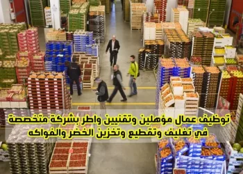 توظيف عمال مؤهلين وتقنيين واطر بشركة متخصصة في تغليف وتقطيع وتخزين الخضر والفواكه