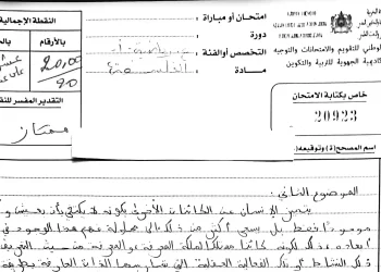 جواب نموذجي في مادة الفلسفة تلميذ(ة) حصل على ( 20/20 ) في الامتحان الوطني لجميع المسالك العلمية و التقنية والمهنية
