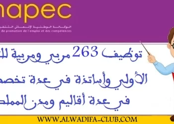 توظيف 263 مربي ومربية للتعليم الأولي وأساتذة في عدة تخصصات