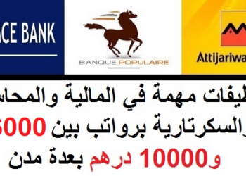 توظيفات مهمة في المالية والمحاسبة والسكرتارية برواتب بين 6000 و10000 درهم بعدة مدن