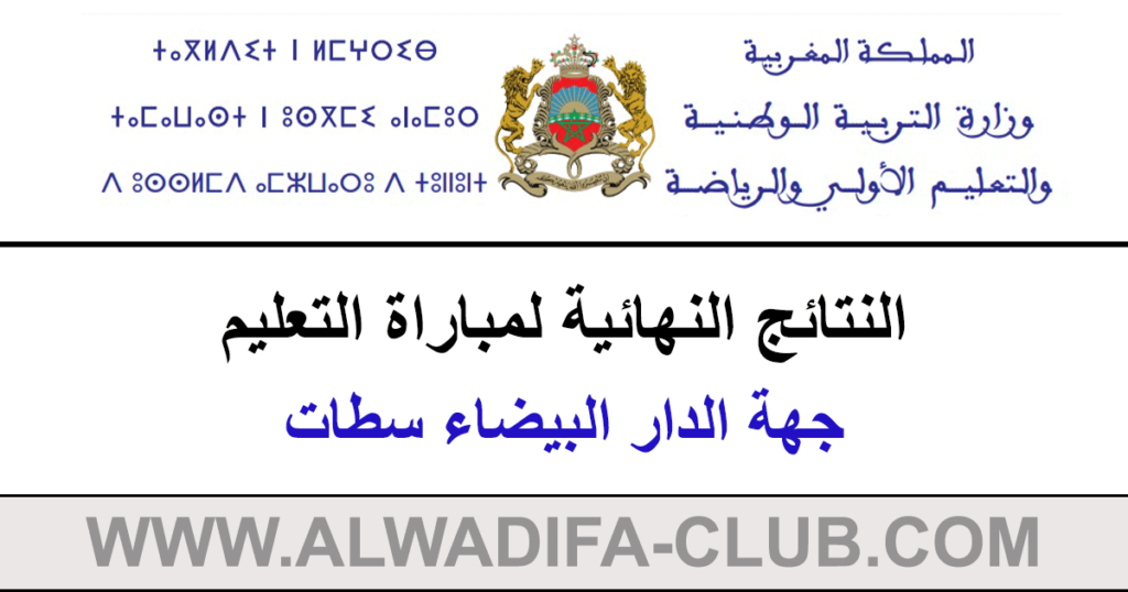 النتائج النهائية لمباراة التعليم دورة 2023 جهة الدار البيضاء سطات