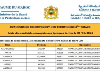 لائحة المدعوين لإجراء مباراة توظيف 100 تقني من الدرجة الثالثة بوزارة الصحة والحماية الاجتماعية
