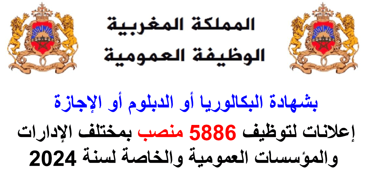 بشهادة البكالوريا او الدبلوم او الاجازة .. إعلانات لتوظيف 5886 منصب بمختلف الإدارات والمؤسسات العمومية والخاصة لسنة 2024