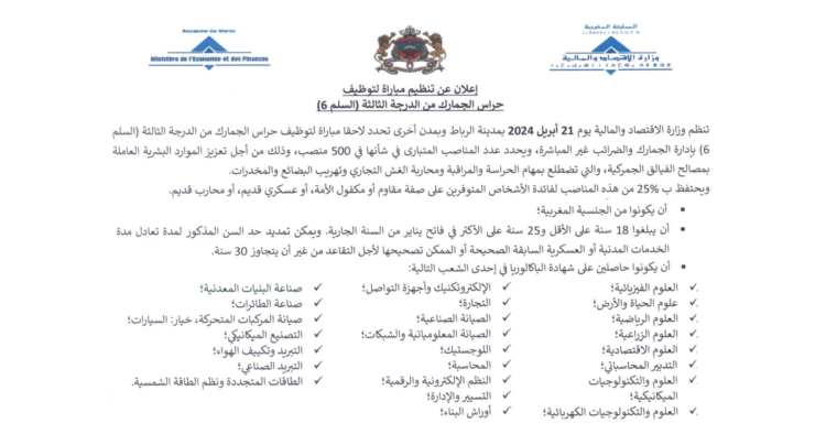 وزارة الاقتصاد والمالية تعلن عن مباريات توظيف في عدة مناصب وتخصصات، 523 منصب، آخر أجل 20 مارس 2024