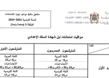 جدولة الامتحان الجهوي الثالثة اعدادي 2024