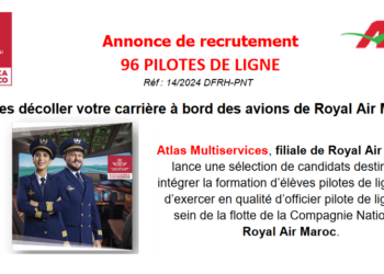 أطلس مولتي سيرفيس الخطوط الملكية المغربية: مباراة توظيف 96 ربان طائرة. آخر أجل هو 30 يونيو 2024