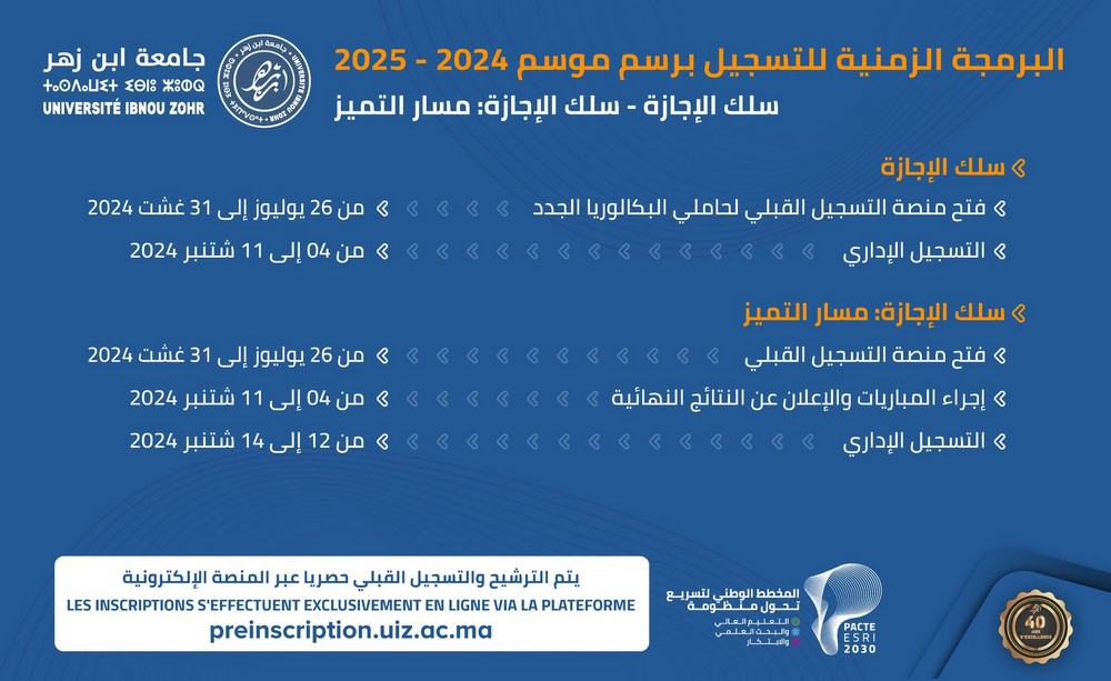 preinscription.uiz.ac.ma 2024/2025 التسجيل بجامعة ابن زهر اكادير