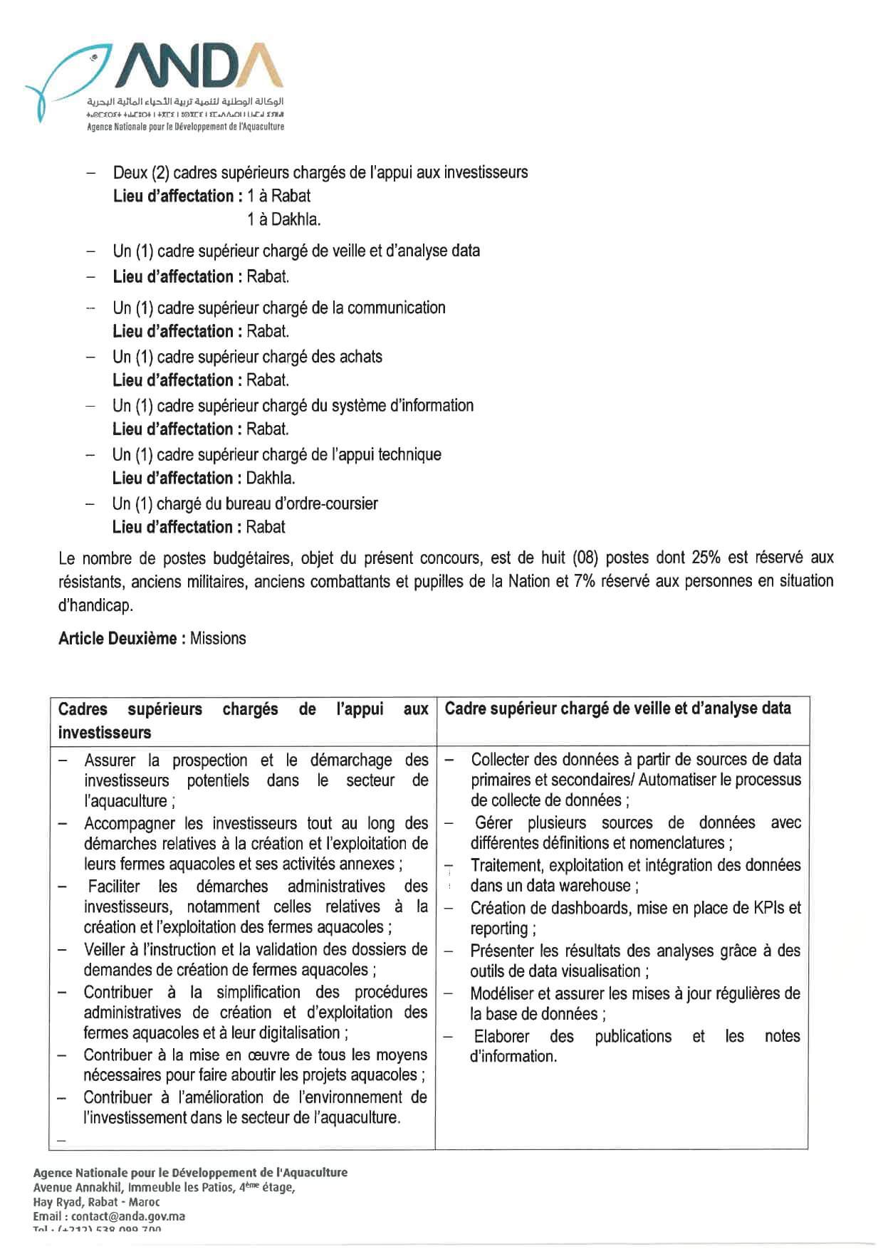مباراة توظيف 8 مناصب بالوكالة الوطنية لتنمية تربية الأحياء البحرية 2025 مباراة توظيف 8 مناصب بالوكالة الوطنية لتنمية تربية الأحياء البحرية 2025