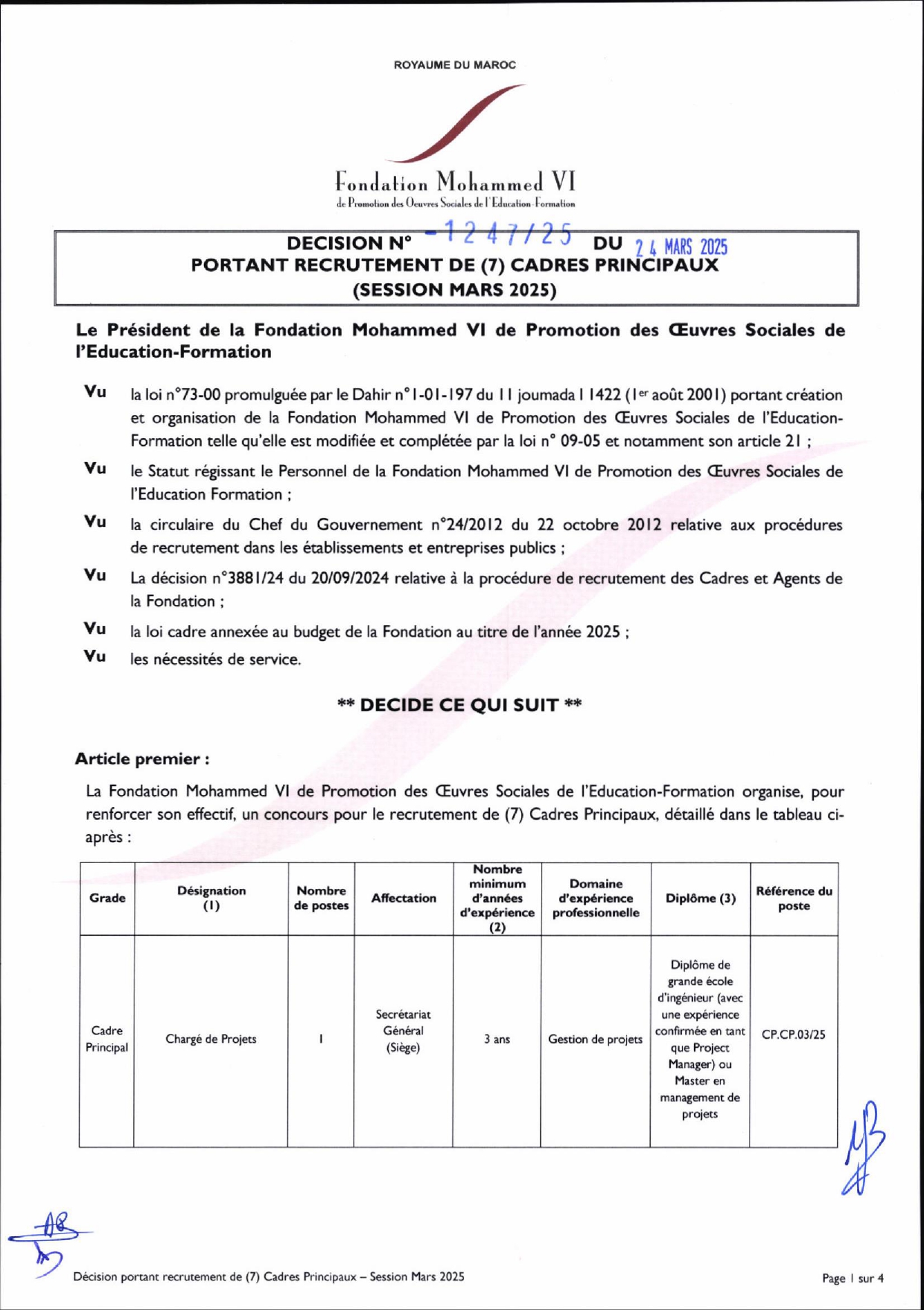 مباراة توظيف 7 مناصب بمؤسسة محمد السادس للنهوض بالأعمال الاجتماعية للتربية والتكوين 2025 مباراة توظيف 7 مناصب بمؤسسة محمد السادس للنهوض بالأعمال الاجتماعية للتربية والتكوين 2025