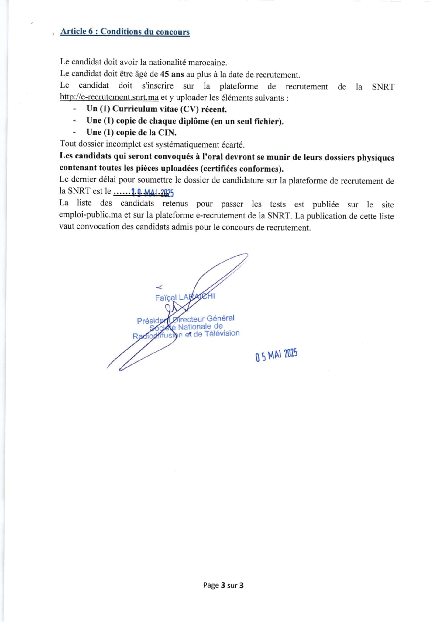 Concours de Recrutement SNRT 2025 (73 Postes) Concours de Recrutement SNRT 2025 (73 Postes)