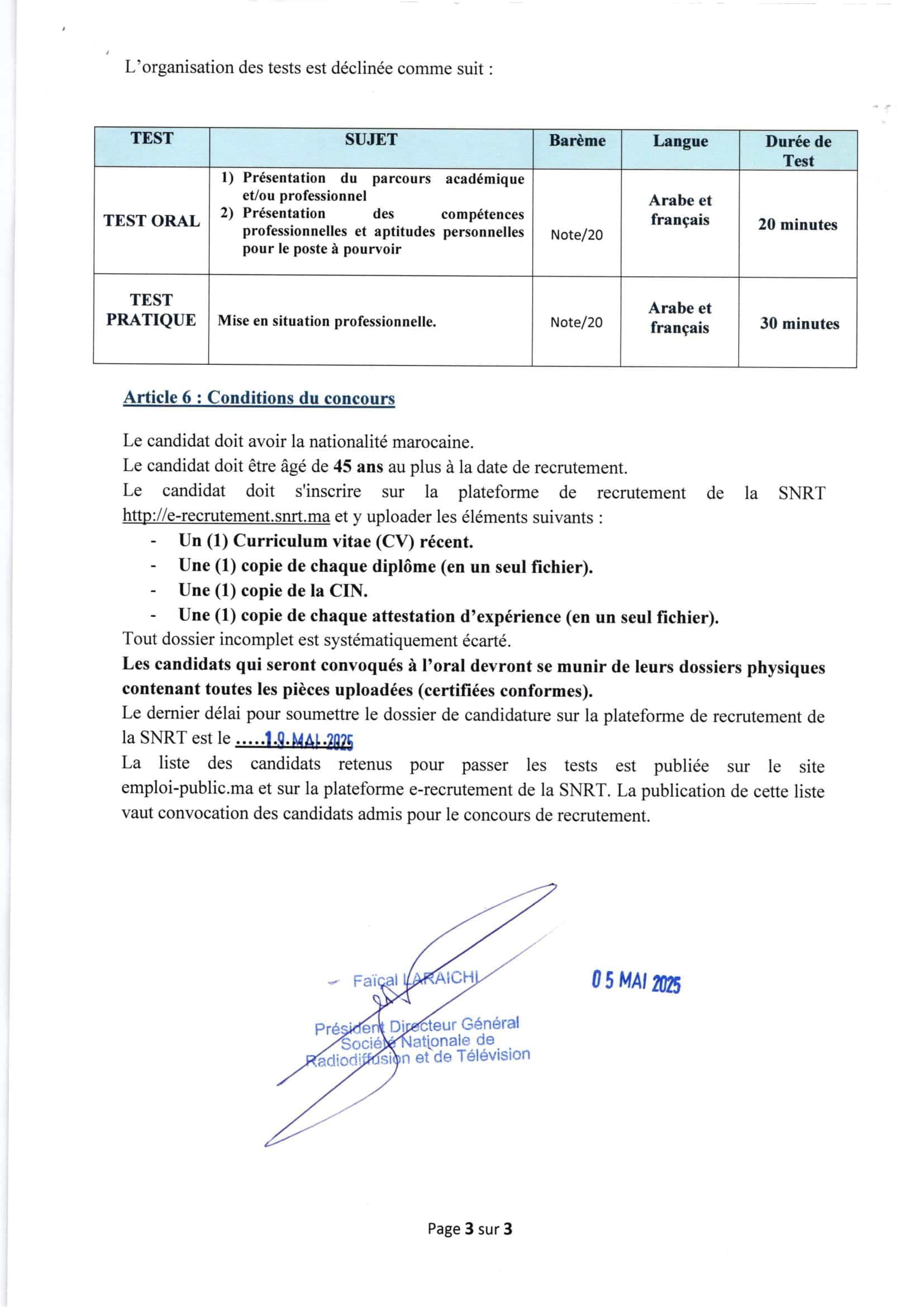Concours de Recrutement SNRT 2025 (73 Postes) Concours de Recrutement SNRT 2025 (73 Postes)