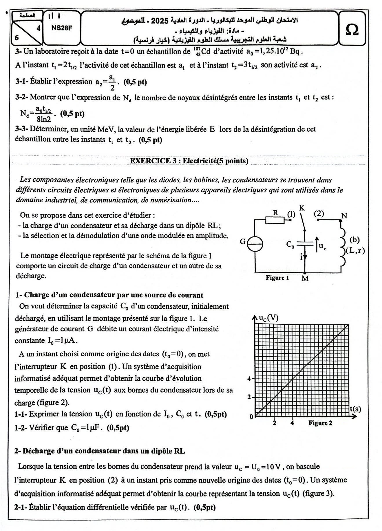 الامتحان الوطني 2025 مادة الفيزياء والكيمياء مسلك العلوم الفيزيائية الامتحان الوطني 2025 مادة الفيزياء والكيمياء مسلك العلوم الفيزيائية