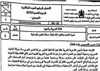 الامتحان الوطني 2025 مادة اللغة العربية مسلك العلوم الانسانية
