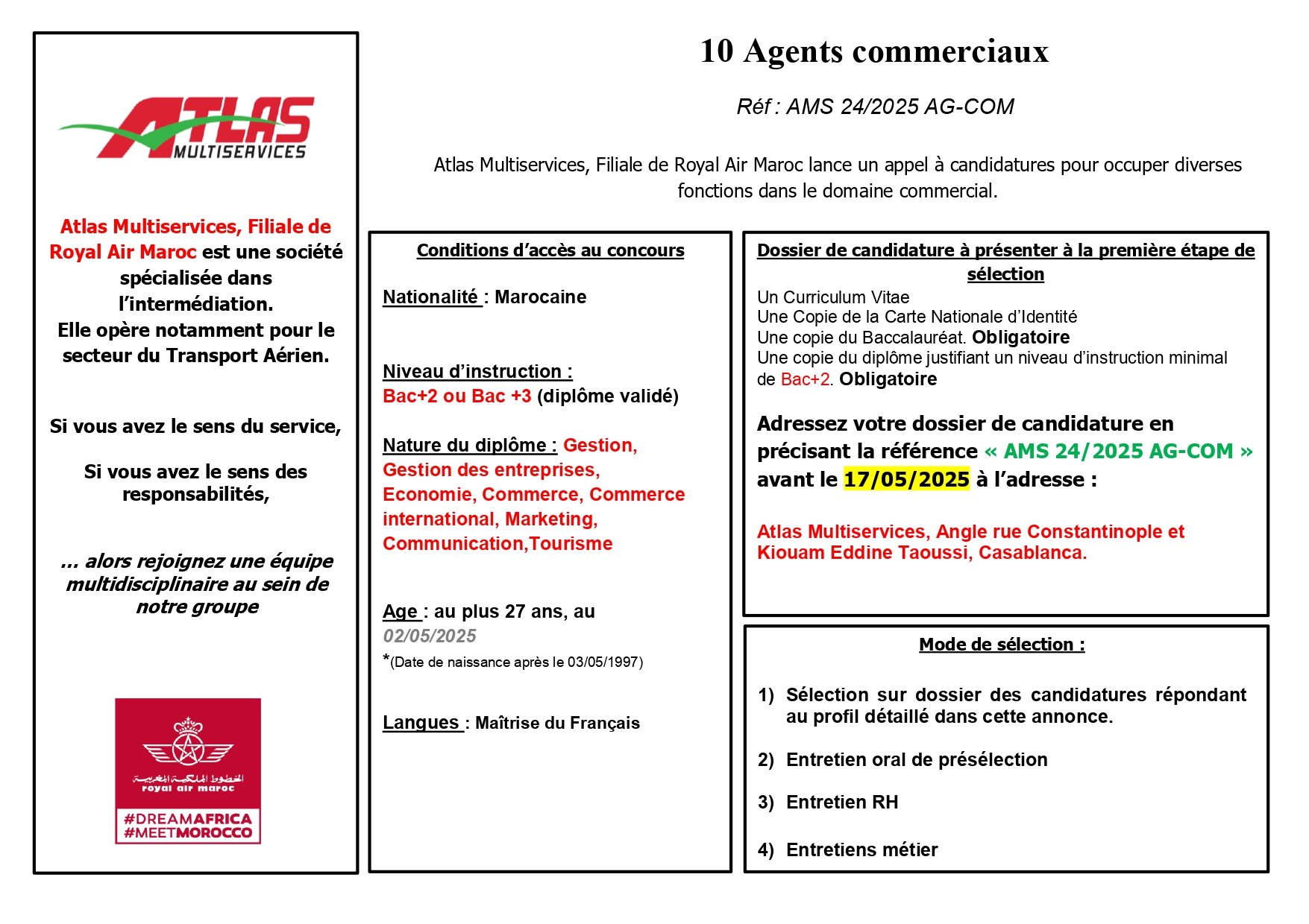 مباراة توظيف مباراة توظيف 10 وكلاء تجاريين بأطلس مولتي سيرفيس 2025 مباراة توظيف مباراة توظيف 10 وكلاء تجاريين بأطلس مولتي سيرفيس 2025