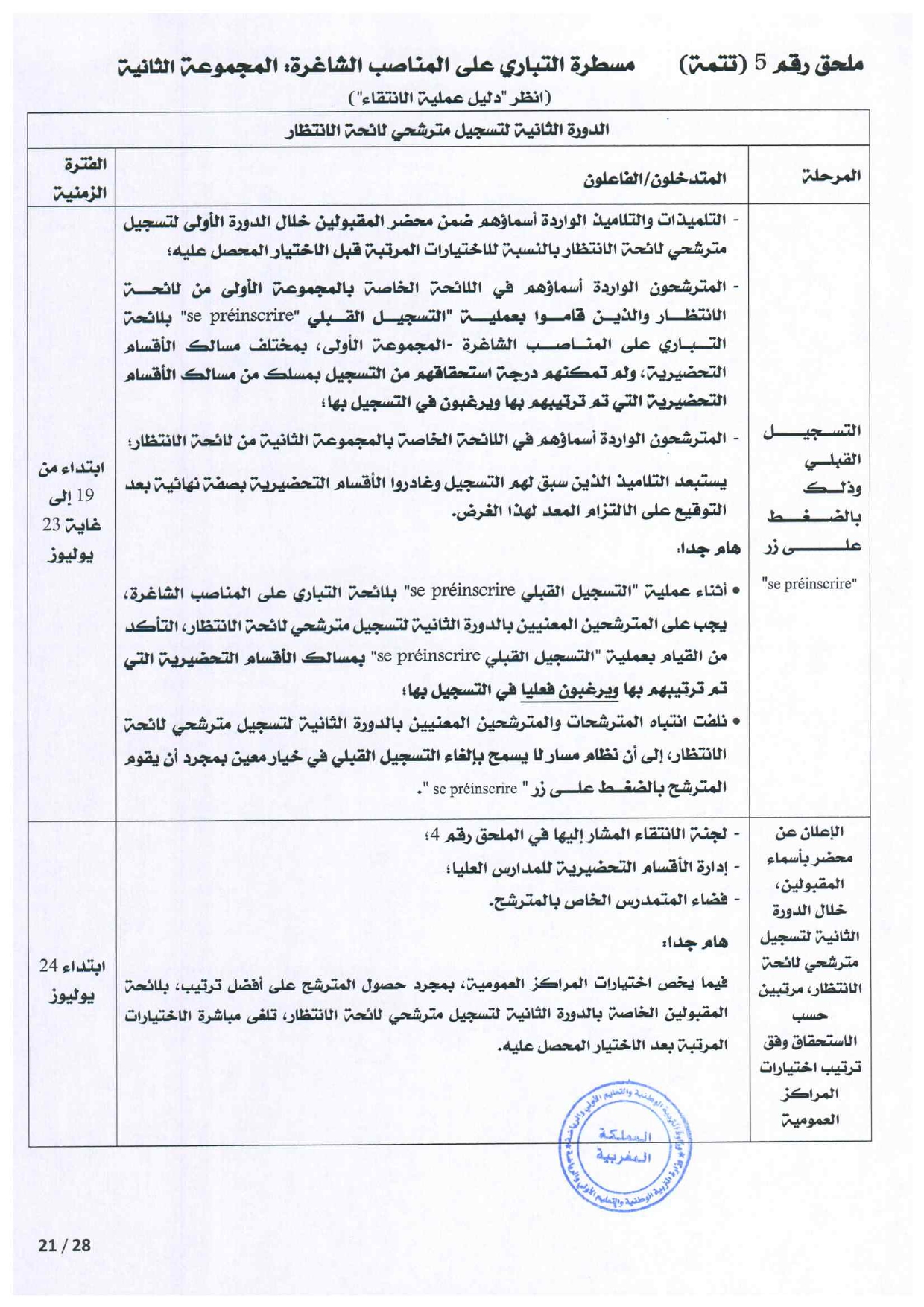 مذكرة الالتحاق بالأقسام التحضيرية للمدارس العليا 2025-2026