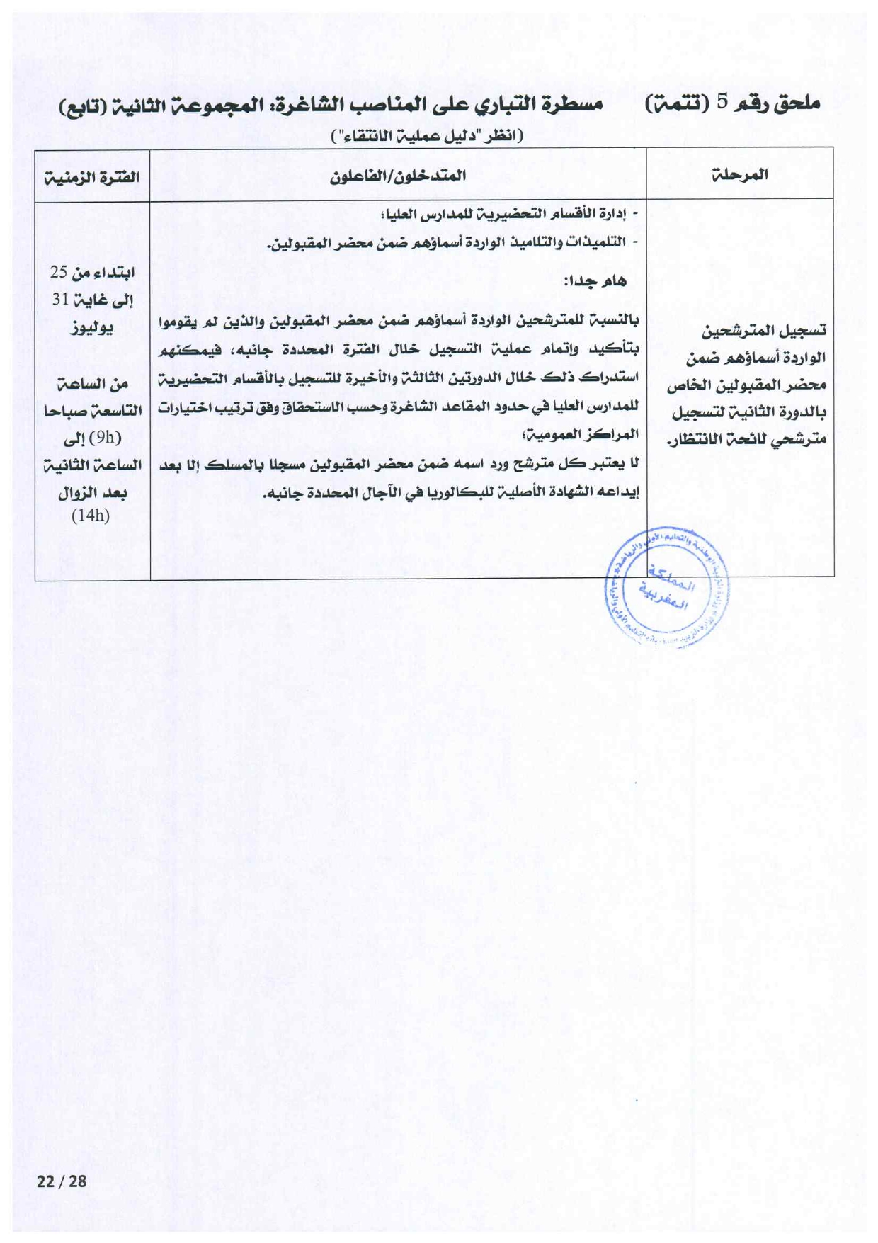 مذكرة الالتحاق بالأقسام التحضيرية للمدارس العليا 2025-2026