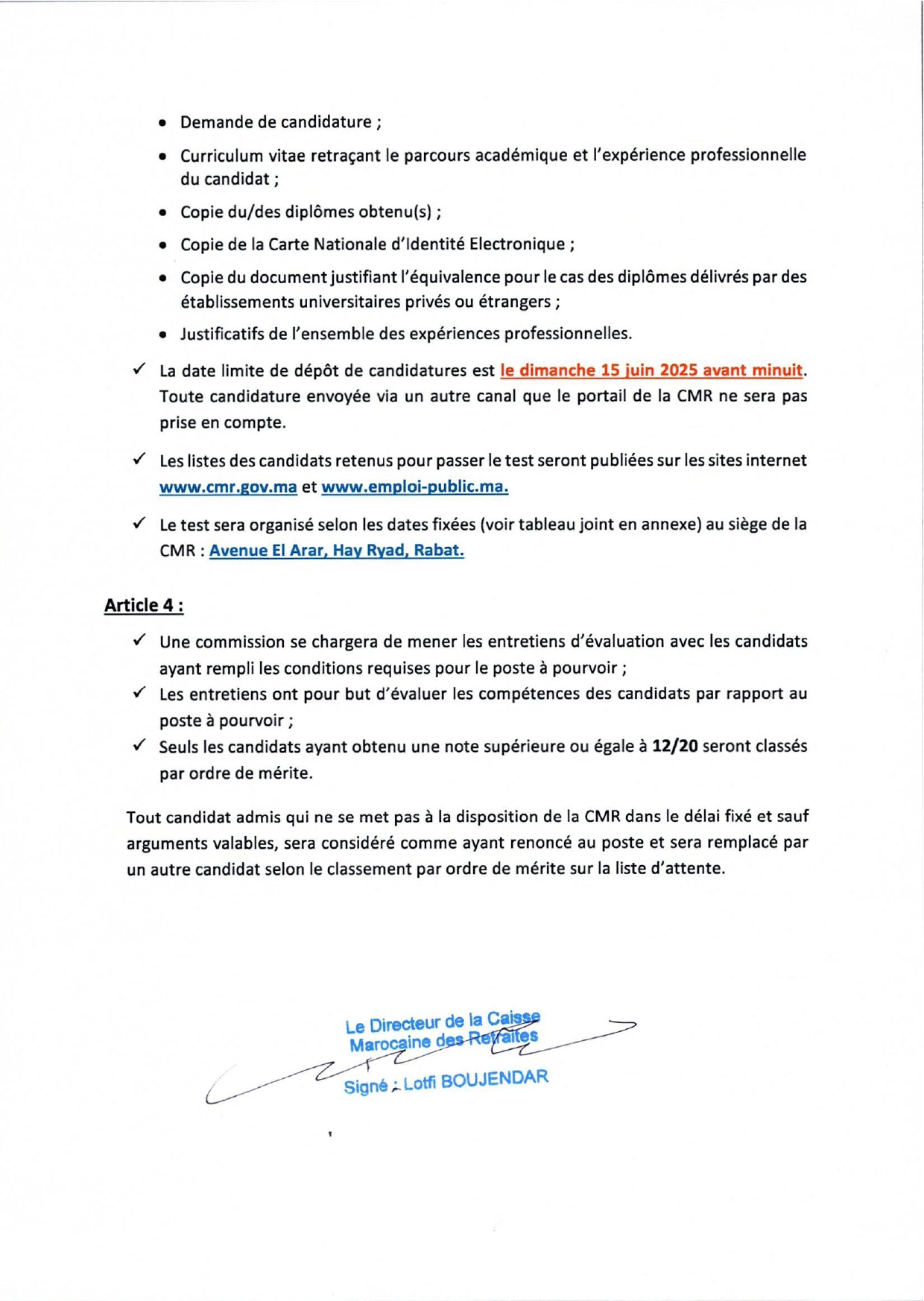 Concours de Recrutement CMR 2025 (7 Postes) Concours de Recrutement CMR 2025 (7 Postes)