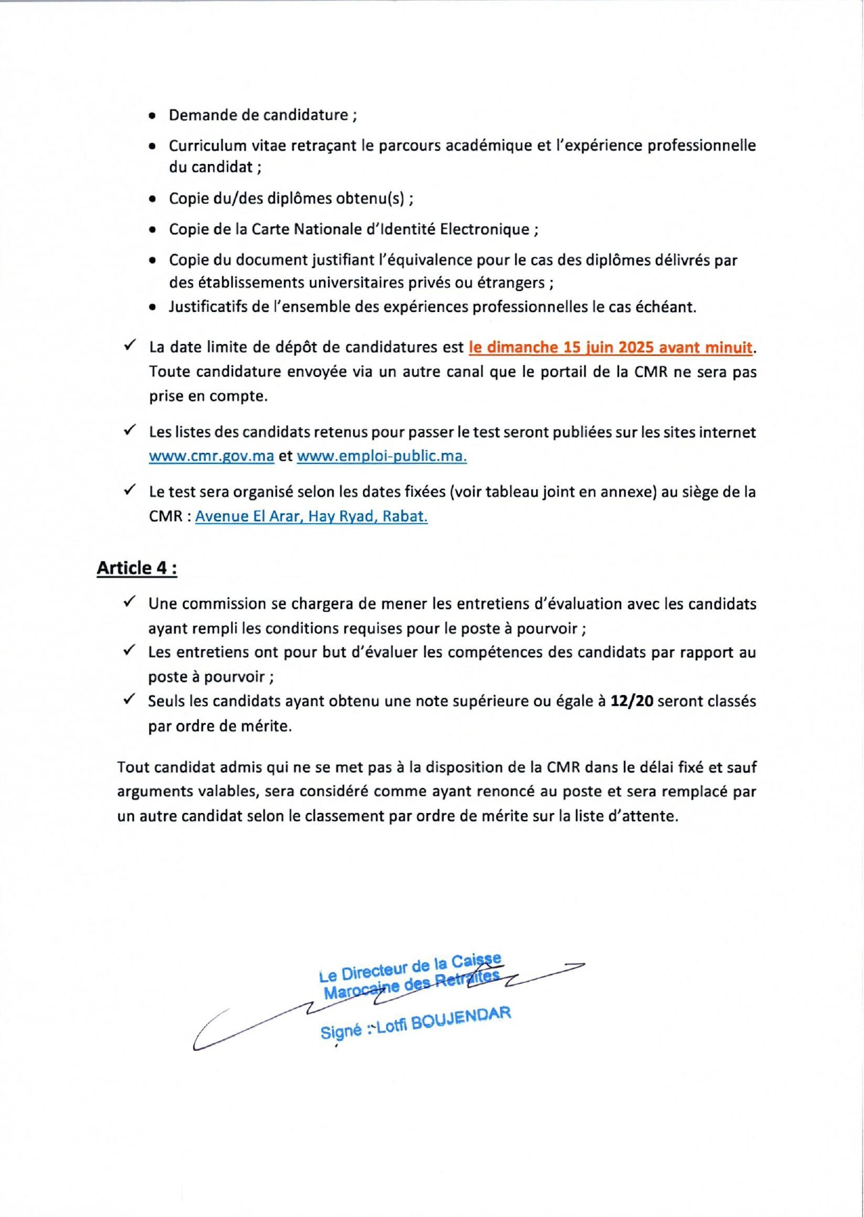 Concours de Recrutement CMR 2025 (7 Postes) Concours de Recrutement CMR 2025 (7 Postes)