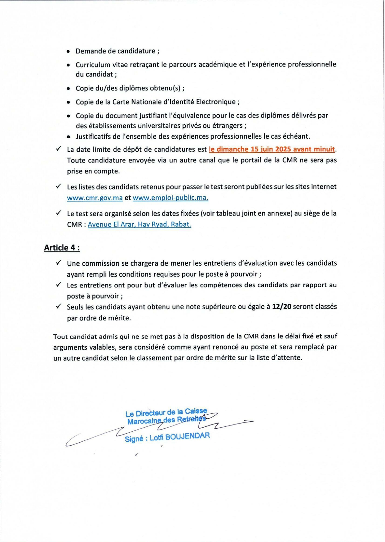 Concours de Recrutement CMR 2025 (7 Postes) Concours de Recrutement CMR 2025 (7 Postes)