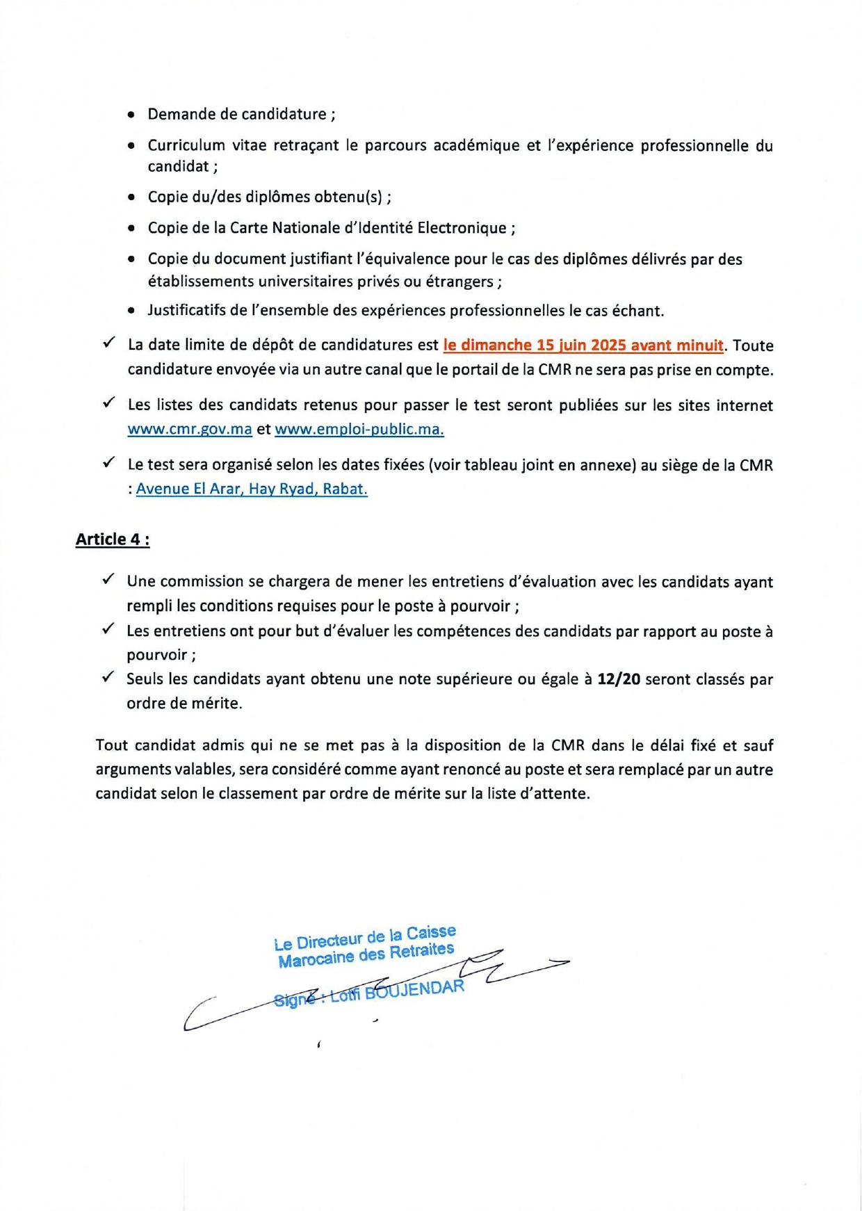 Concours de Recrutement CMR 2025 (7 Postes) Concours de Recrutement CMR 2025 (7 Postes)
