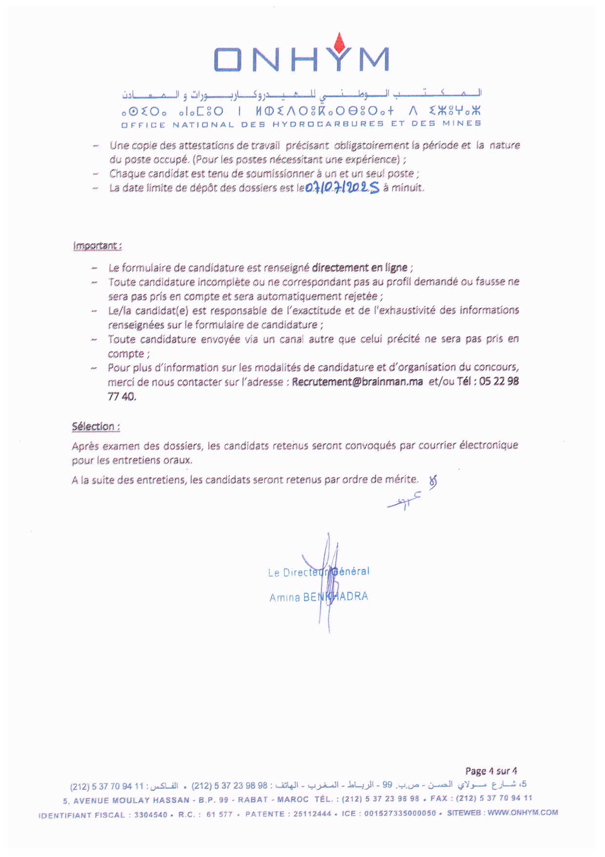 Opération de Recrutement - ONHYM 2025 Opération de Recrutement - ONHYM 2025