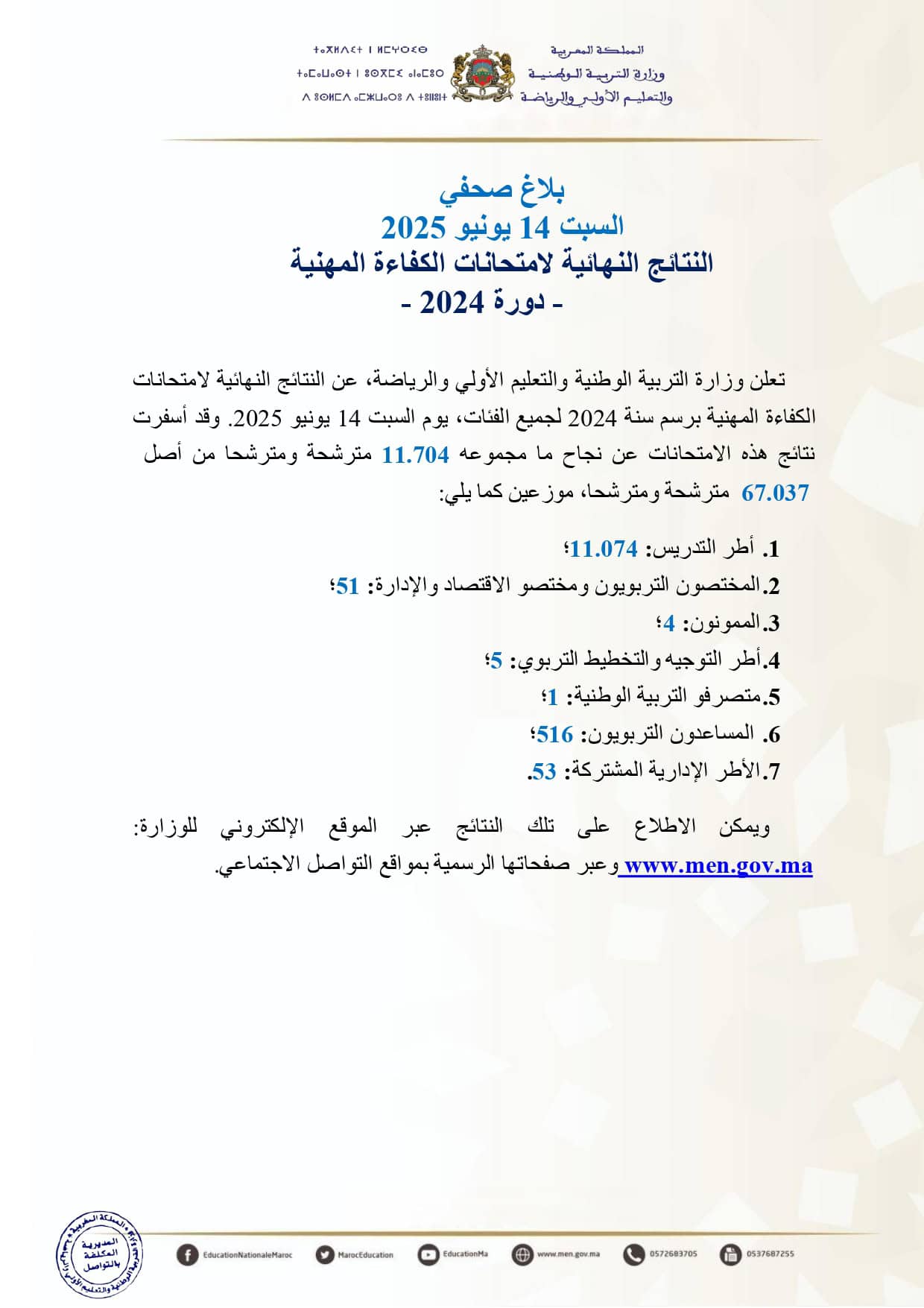 النتائج النهائية للامتحان المهني 2024 النتائج النهائية للامتحان المهني 2024