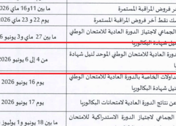 تاريخ الامتحان الوطني 2026