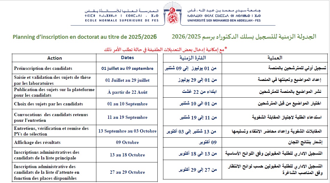 سلك الدكتوراه فاس 2025 2026 سلك الدكتوراه فاس 2025 2026