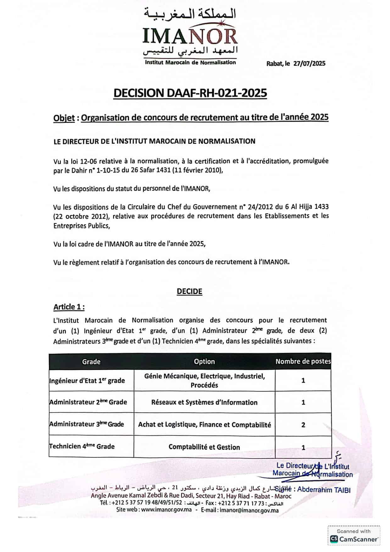 مباراة توظيف 5 مناصب بالمعهد المغربي للتقييس 2025 مباراة توظيف 5 مناصب بالمعهد المغربي للتقييس 2025