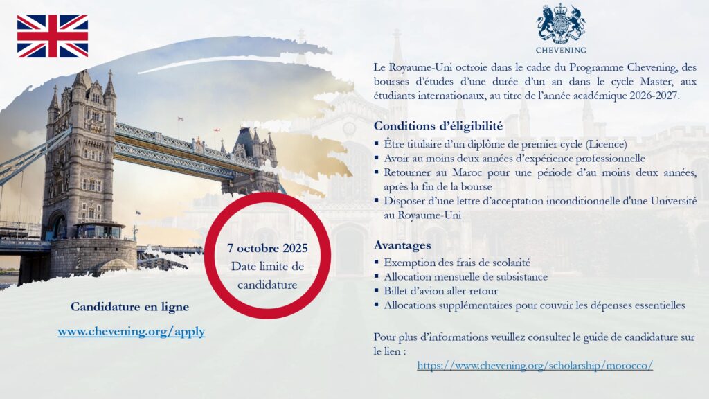 Bourses d'études en Royaume-Uni 2026-2027