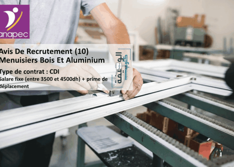 Avis De Recrutement (10) Menuisiers Bois Et Aluminium sur ERRACHIDIA