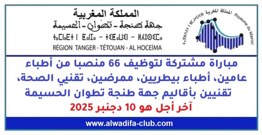 مباراة توظيف 66 منصب بعمالة طنجة أصيلة آخر أجل 10 دجنبر 2025